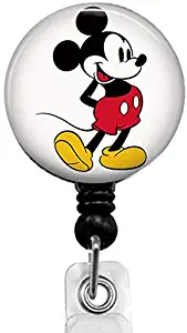 Mickey Mouse Badge Reel,Retractable Name Card Badge Holder with Alligator Clip, Medical MD RN Nurse Badge ID
