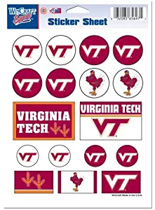 Virginia Tech University Hokies Logo 5"x7" inch Sticker Sheet NCAA licensed