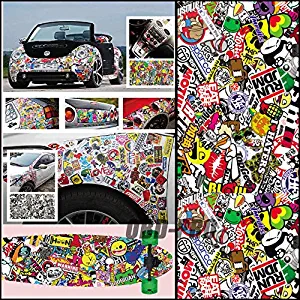 Autool 60"x20" JDM CAR Wrap Sticker Bomb Graffiti Cartoon For Vehicle Motor Laptop DIY