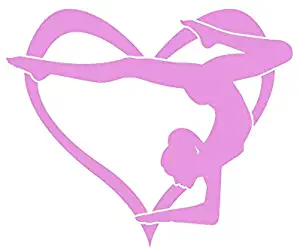 Gymnast Heart Love Gymnastics NOK Decal Vinyl Sticker |Cars Trucks Vans Walls Laptop|Pink|5.5 x 4.5 in|NOK964