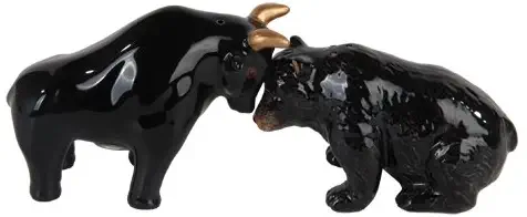Pacific Giftware 3.25" L The Bull & Bear Battle Magnetic Salt & Pepper Shakers -Attractives Collection