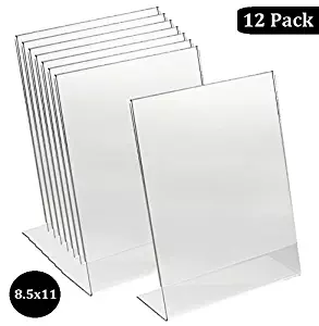 1InTheOffice Slanted Sign Holder 8.5 x 11"12 Pack"