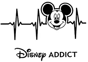 Disney Addict Heartbeat Mickey Face NOK Decal Vinyl Sticker |Cars Trucks Vans Walls Laptop|Black|5.5 x 4.0 in|NOK521