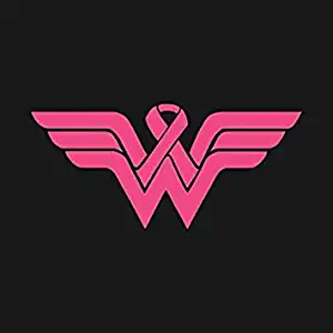 Breast Cancer Pink Ribbon Wonder Woman Logo - Vinyl - 4 Inches (Color: Pink) Decal Laptop Tablet Skateboard Car Windows Stickers