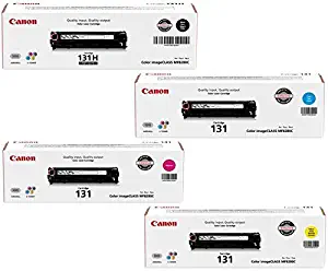 Genuine Canon CRG-131 Toner 4-Pack w/ High Yield Black, Standard Yield Cyan, Magenta and Yellow