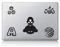 FAM - Last Airbender: Avatar Aang Decal Set - Fire, Water, Wind, Earth - Sticker for Laptop, MacBook