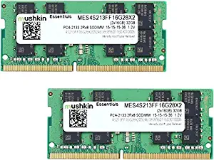 Mushkin Essentials – DDR4 Laptop DRAM – 32GB (2x16GB) SODIMM Memory Kit – 2133MHz (PC4-17000) CL-15 – 260-pin 1.2V Notebook RAM – 2Rx8 Modules – Dual-Channel – Low-Voltage – (MES4S213FF16G28X2)