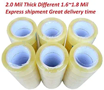 AM-Ink 36 Rolls Clear Packing Tape - 110 Yards per Roll - 2" Wide x 2.0 mil Thick, Acrylic Adhesive Heavy Duty Tape for Box Office Moving Packaging Shipping