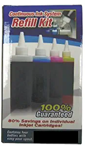 Gigablock 4 Colors Refill Ink Kit for CIS System That Used in HP56 & HP57 Cartridge in HP PhotoSmart 7150 7260 7450 & PSC 1110 1209 1210 1311 1340 1350 Printer