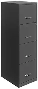 18" Deep Light Duty 4 Drawer Metal Letter File Cabinet in Charcoal