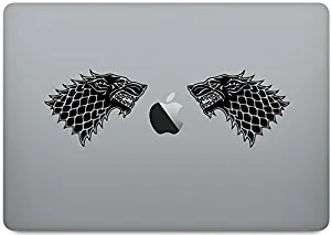 Laptop Skin Decal - House Stark Game of Thrones - Wolf Combo with miror image - Includes Saperate 2 pcs Adjustable - Vinyl Decal Sticker for MacBook Pro 13” – and other Apple Laptop - 4x4 In