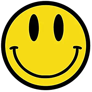 (3 PACK) Smiley Face Emoji circle vinyl Hard Hat Helmet Decal by StickerDad - size: 2" ROUND color: YELLOW/BLACK - Hard Hat, Helmet, Windows, Walls, Bumpers, Laptop, Lockers, etc.