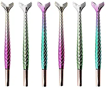 LUFOX 6Pcs Mermaid Tail Gel Pens for Child, Women, Coworkers, Hostess and Girlfriend, Great Party Supplies and School Supplies, Black Ink (0.5mm)