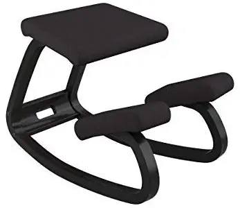 Varier Variable Balans Original Kneeling Chair Designed by Peter Opsvik (Black Revive Fabric with Black Ash Base)