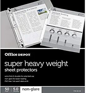 Office Depot Super Heavyweight Non-Glare Sheet Protectors, Pack of 50, OD181116