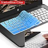 [2 Pack] Ultra Thin Silicone Keyboard Cover Skin for hp chromebook 14,hp 14 inch Touch-Screen Chromebook,hp Chromebook 14-ak Series,14-ca Series,hp Chromebook 14 G2 G3 G4 Series(Gradualblue+Clear)