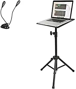 Quik-Lok Heavy Duty Professional Multi-Purpose DJ Tripod Stand - Laptop Stand, Projector Stand, Mixer Stand and other Audio Equipment with Music Clip Light w/USB Cable